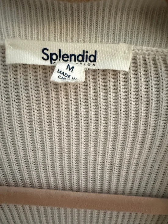 Splendid Cream Open-Front Ribbed Cardigan - Picture 2 of 4